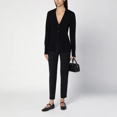 Quelledue Black Wool Blend Slim Trousers