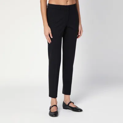 Quelledue Black Wool Blend Slim Trousers