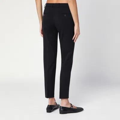 Quelledue Black Wool Blend Slim Trousers