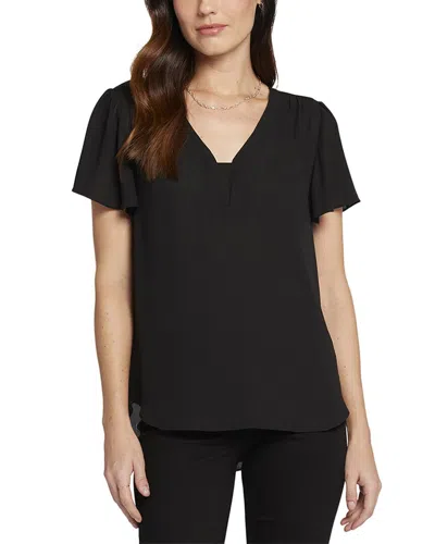 Nydj Flutter Sleeve Blouse In Black
