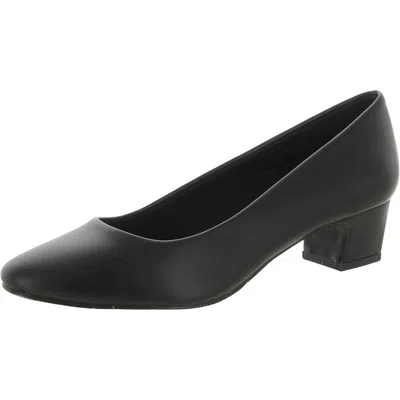 Easy Street Prim Womens Faux Leather Slip On Dress Heels In Black