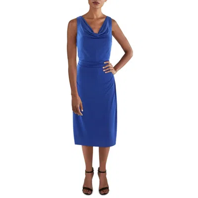 Kensie Womens Knit Ruched Sheath Dress In Blue