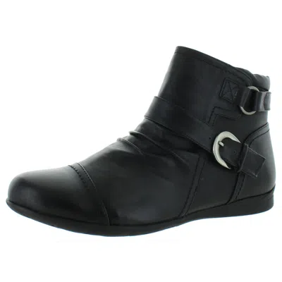Wanderlust Mandy Womens Faux Leather Flats Ankle Boots In Black