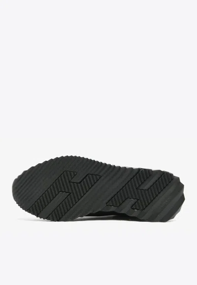 Pre-owned Hermes Bouncing Low-top Sneakers In Black Satin And Suede