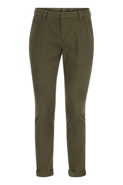 Dondup Pants Gaubert Chino Cotton Gabardine Bottom 17 In Military Green
