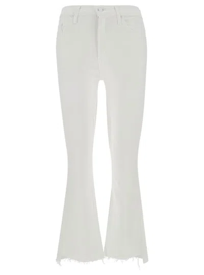 Mother White Cropped Flared Denim Jeans In White