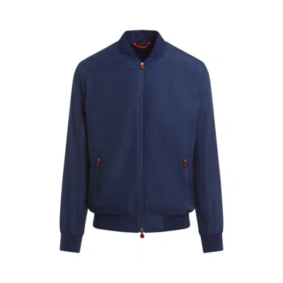 Kiton Long-sleeved Bomber Jacket In Blue