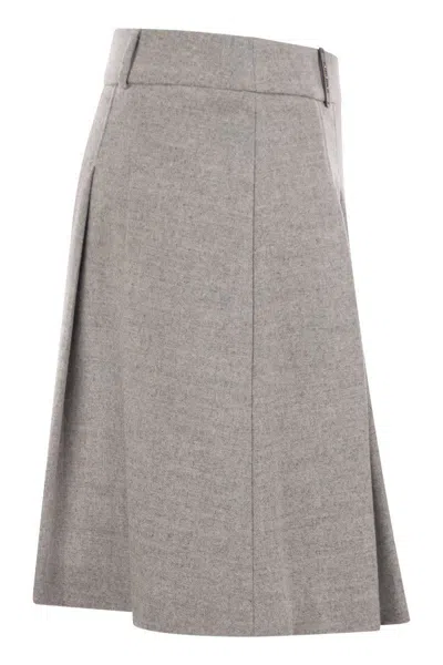 Peserico Women Short Skirt In Wool And Viscose In Grey