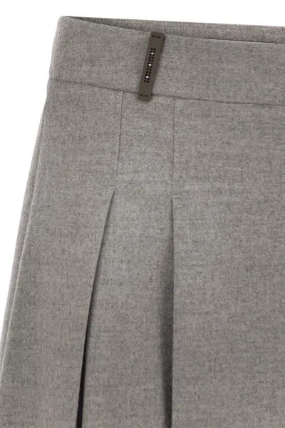 Peserico Women Short Skirt In Wool And Viscose In Grey