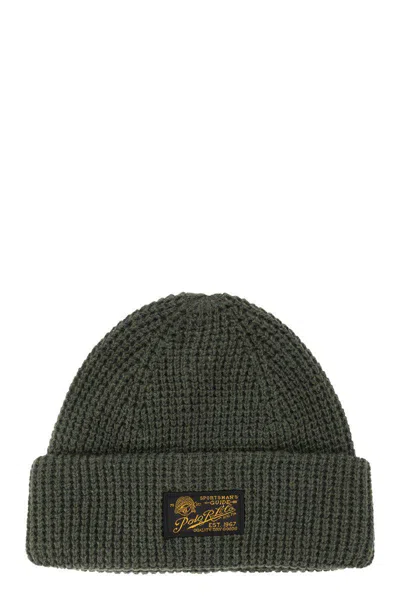 Polo Ralph Lauren Logo Patch Ribbed Beanie In Green