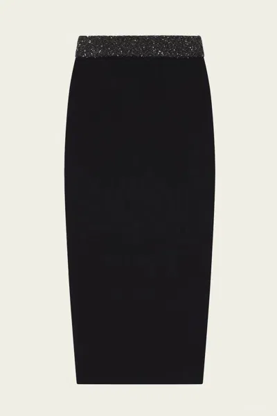 A.l.c Jane Sequin Embellished Knit Midi Skirt In Black/silver