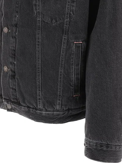 Acne Studios Lined Denim Jacket With Faux-fur Collar Jackets Black