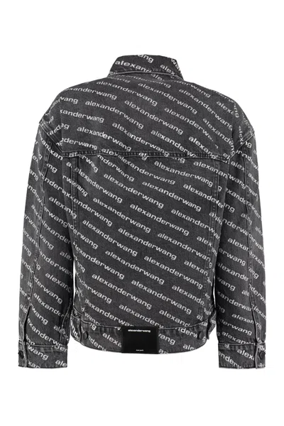 Alexander Wang Black Printed Falling Back Logo Denim Jacket
