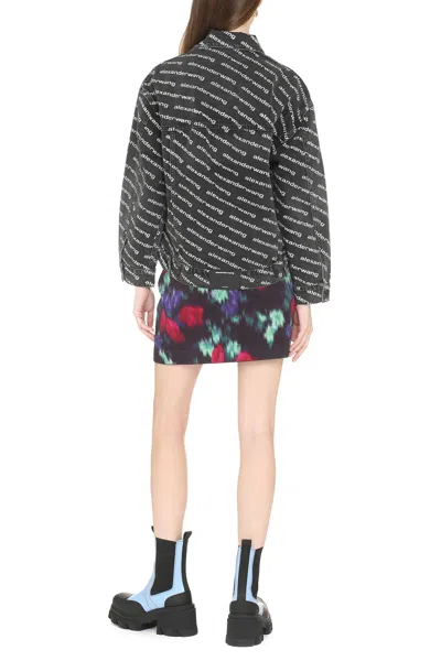 Alexander Wang Black Printed Falling Back Logo Denim Jacket