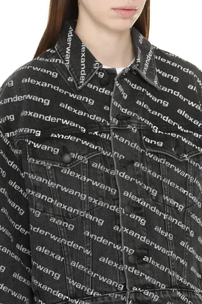Alexander Wang Black Printed Falling Back Logo Denim Jacket