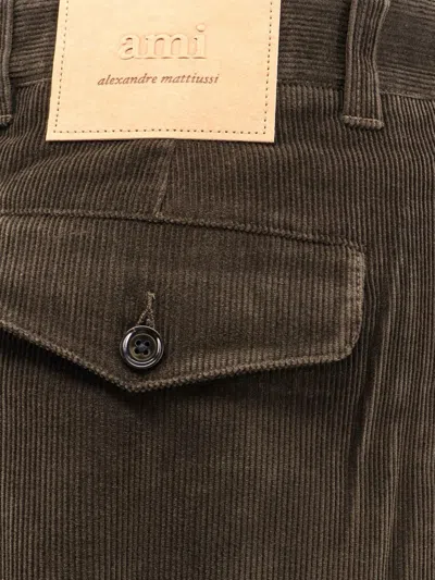 Ami Alexandre Mattiussi Ami Paris Grey Corduroy Wide-leg Trousers Ami Paris