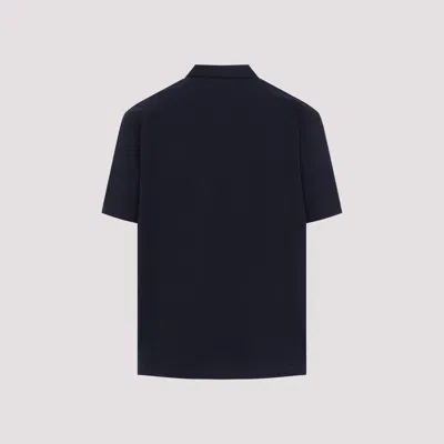 Bottega Veneta Blue Polo With Classic Collar And Embroidered Logo On The Front In Tone On Tone Cotto