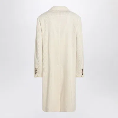 Brunello Cucinelli Ivory Corduroy Coat In Neutral
