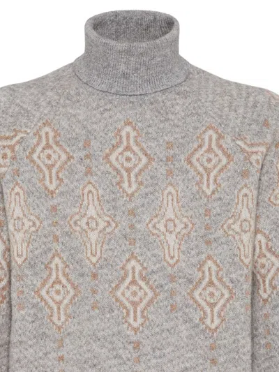Brunello Cucinelli Geometric Jacquard Turtleneck Sweater