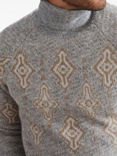 Shop Brunello Cucinelli Geometric Jacquard Turtleneck Sweater In Alpaca, Cotton And Wool