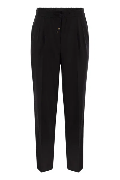 Brunello Cucinelli Men Leisure Fit Trousers In Garment-dyed Linen Gabardine With Drawstring And Doub