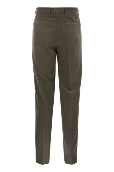 Brunello Cucinelli Men Leisure Fit Trousers In Garment Dyed Cotton Corduroy With Darts