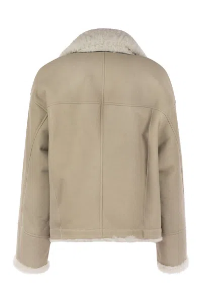 Brunello Cucinelli Reversible Fuzzy Shearling Outerwear With Jewellery