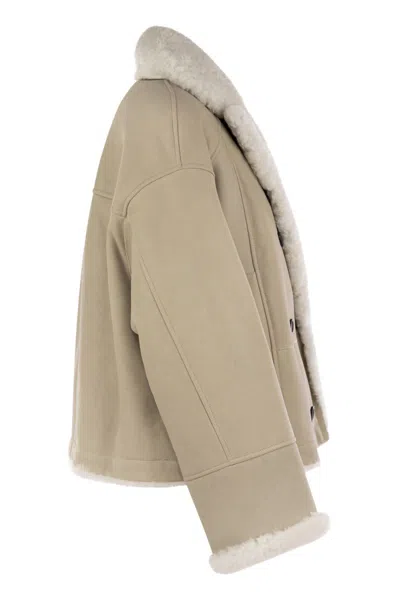 Brunello Cucinelli Reversible Fuzzy Shearling Outerwear With Jewellery
