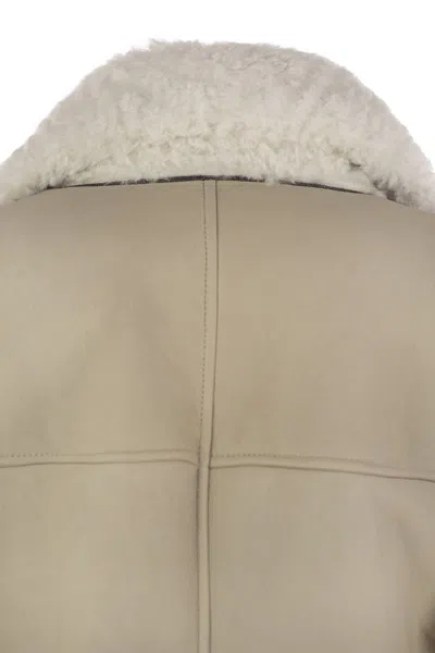Brunello Cucinelli Reversible Fuzzy Shearling Outerwear With Jewellery