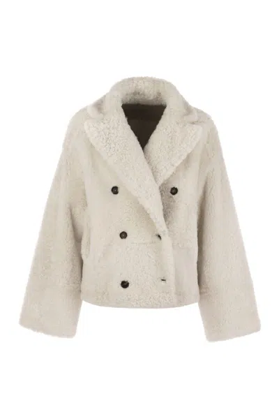 Brunello Cucinelli Reversible Fuzzy Shearling Outerwear With Jewellery
