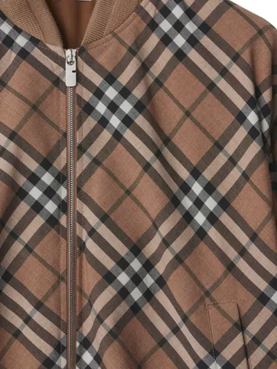 Burberry Check Print Wool Blend Harrington Jacket
