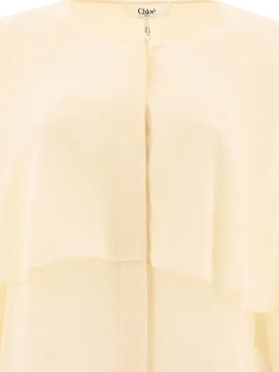Chloé Long-sleeved Cape Blouse In Silk Georgette