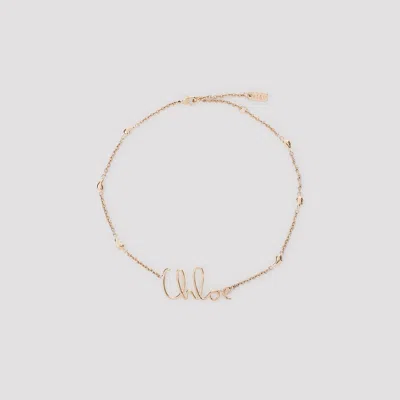 Chloé Vintage Gold Necklace With Cursive Name Pendant And Delicate Chain