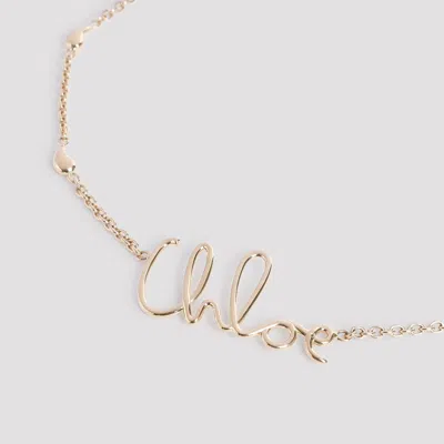 Chloé Vintage Gold Necklace With Cursive Name Pendant And Delicate Chain
