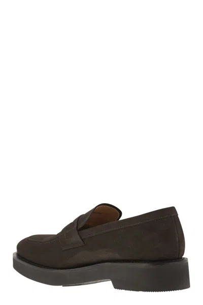 Church's Suede Calfskin Moccasin Loafers With Lightweight Eva Sole In Dark Brown