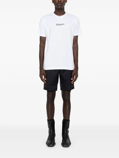 Dsquared2 'cool Fit Tee' White T-shirt With Logo Print On The Front In Cotton Man
