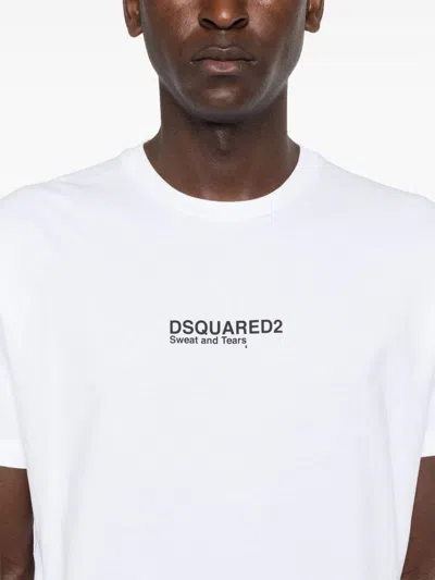 Dsquared2 'cool Fit Tee' White T-shirt With Logo Print On The Front In Cotton Man