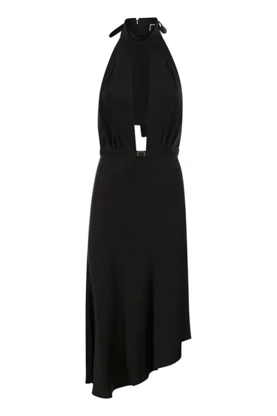 Elisabetta Franchi Women's Satin Midi Dress With Asymmetric Skirt