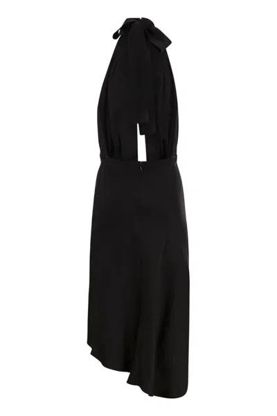 Elisabetta Franchi Women's Satin Midi Dress With Asymmetric Skirt