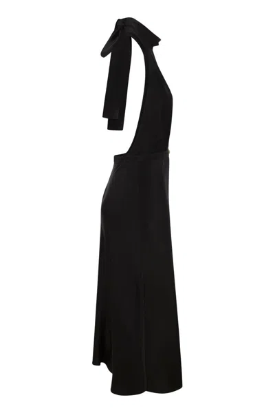 Elisabetta Franchi Women's Satin Midi Dress With Asymmetric Skirt