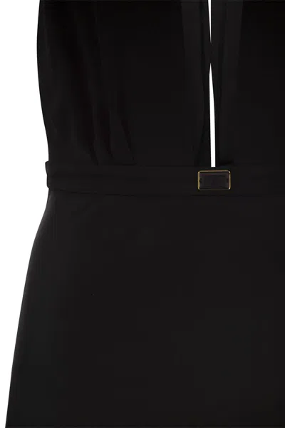 Elisabetta Franchi Women's Satin Midi Dress With Asymmetric Skirt