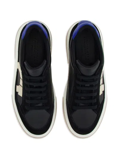 Ferragamo Black Low Cut Gancini Outline Sneakers