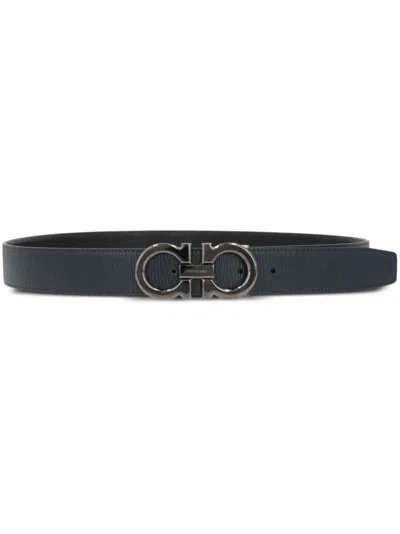 Ferragamo Salvatore  Semi-matt Grained Leather Reversible Gancini Belt Accessories
