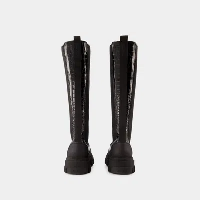 Ganni 50mm Crocodile-embossed Knee-high Boots