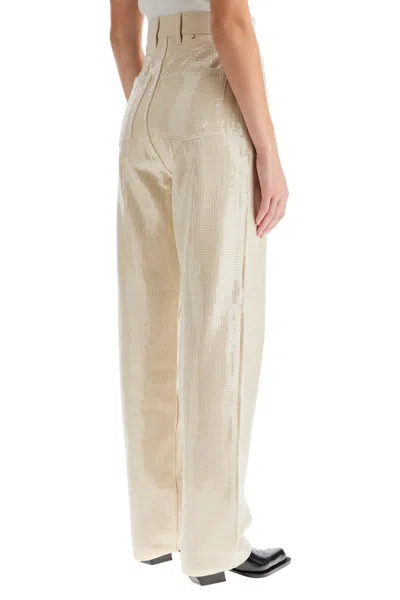 Golden Goose Trousers With Transparent Sequins Écru