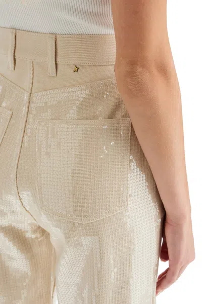 Golden Goose Trousers With Transparent Sequins Écru