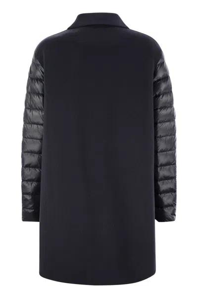 Herno Luxury Wool-blend Jacket With Quilted Down Sleeves