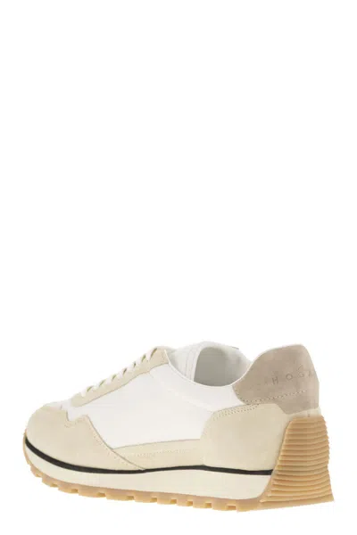 Hogan Leather Sneakers With Round Toe And Ridged Rubber Sole In Neutral