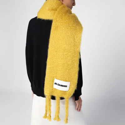 Jil Sander Yellow Mohair Blend Scarf Women