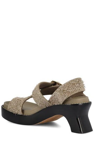 Loewe Khaki Open Toe Sandals